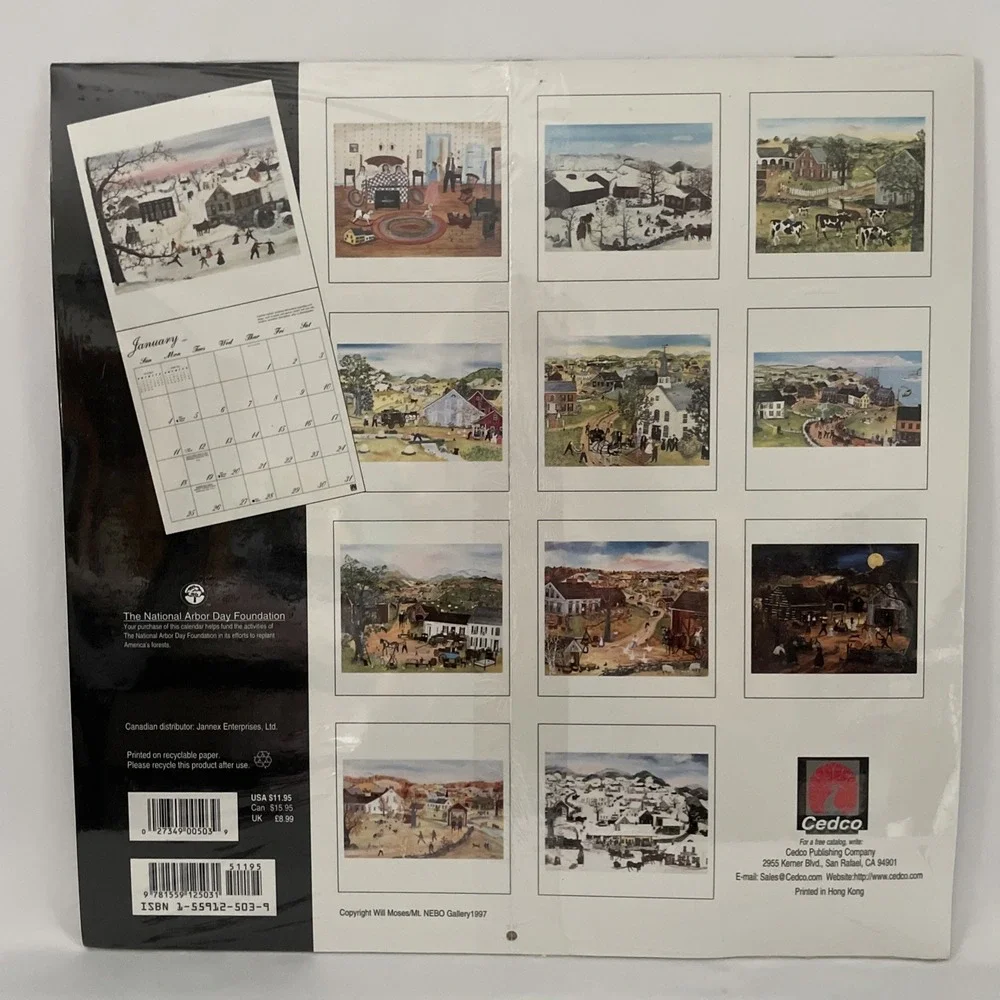 American Folk Art Will Moses 1998 Calendar NEW IN WRAPPING Cedco Publishing
